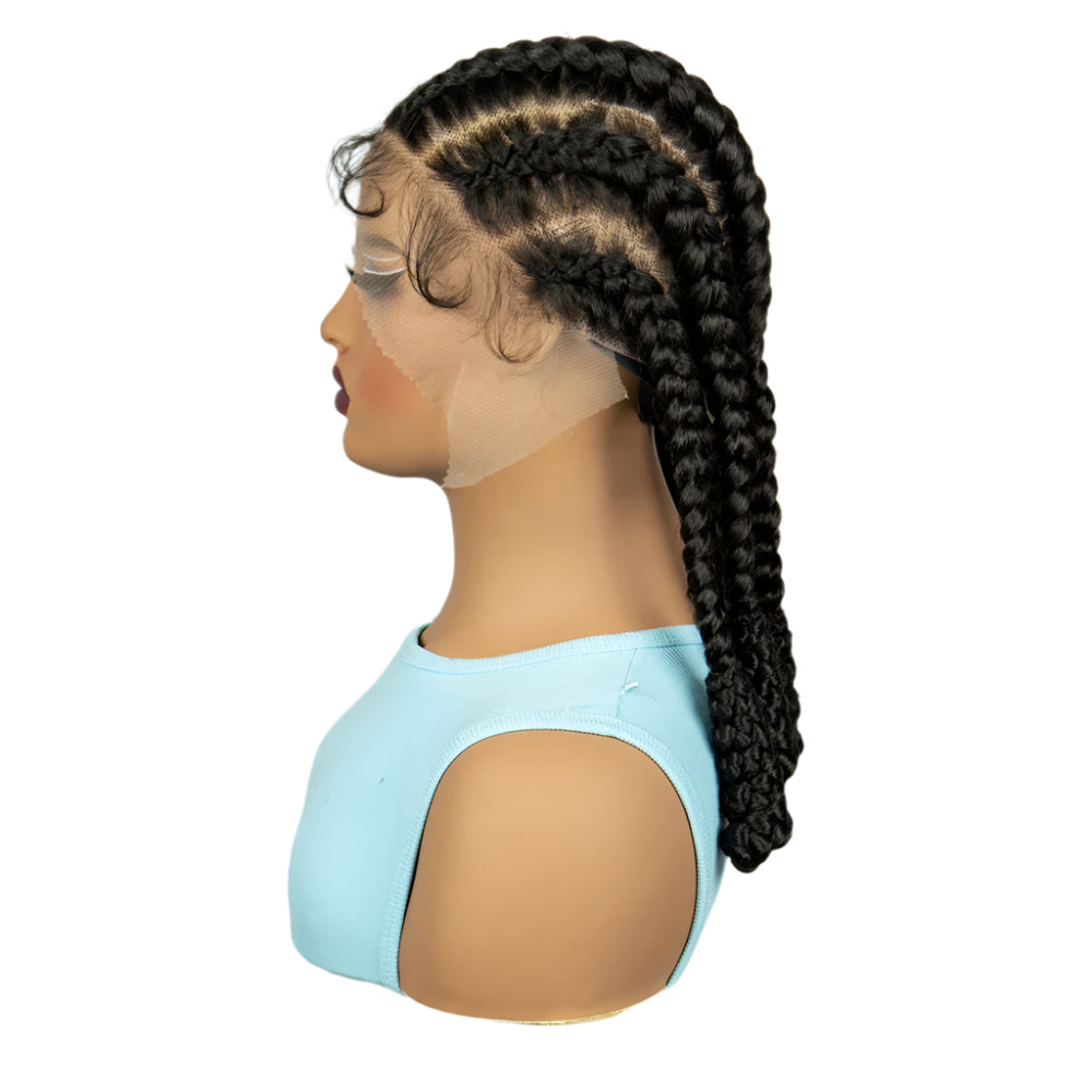 16" Natural Cornrow Braids Wig | Transparent Full Lace | Baby Hair Luxegan
