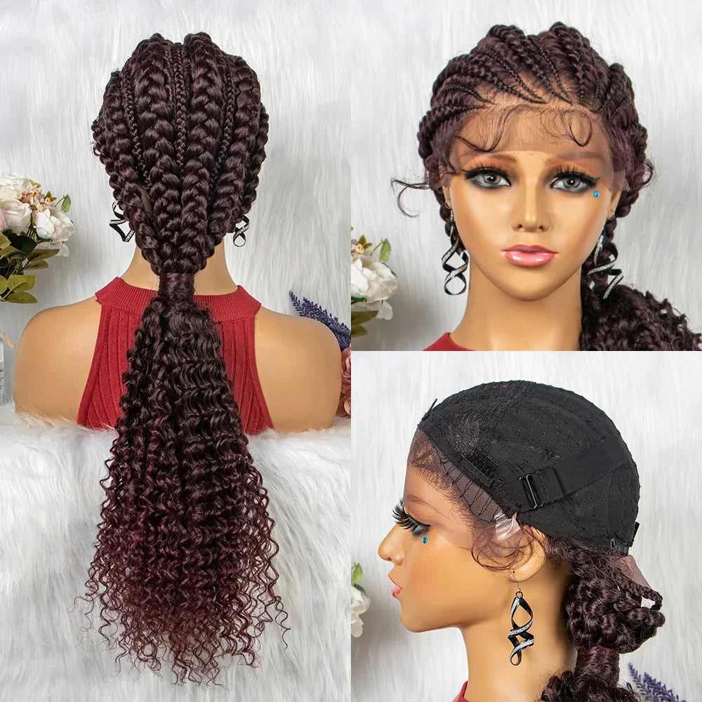 28" Double Dutch Cornrow Braided Lace Front Wig | Twist Braids | Baby Hair | Synthetic Wig Luxegan