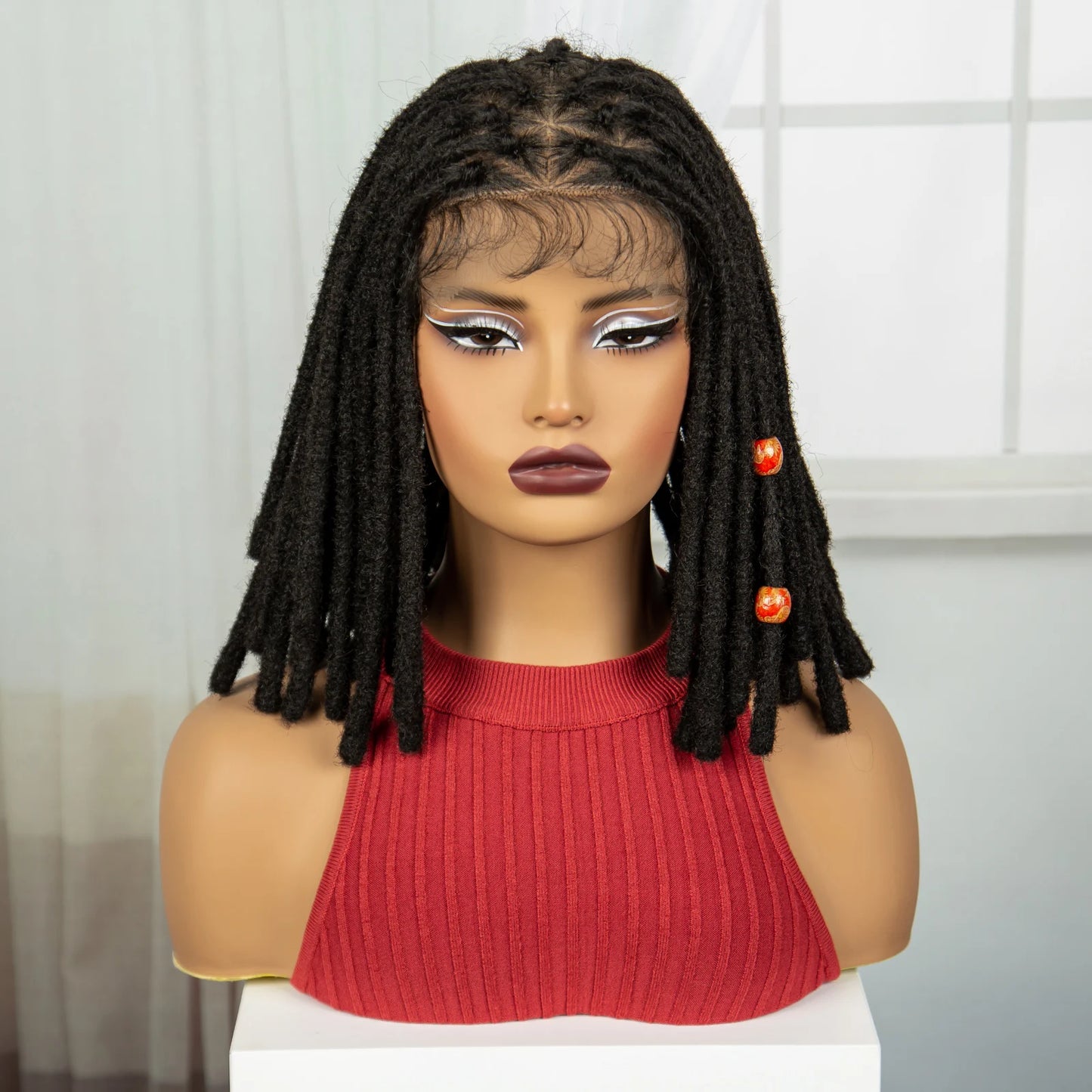 Red Faux Locs & Knotless Braids Wig | Full Lace | Baby Hair | Dreadlock Style Luxegan