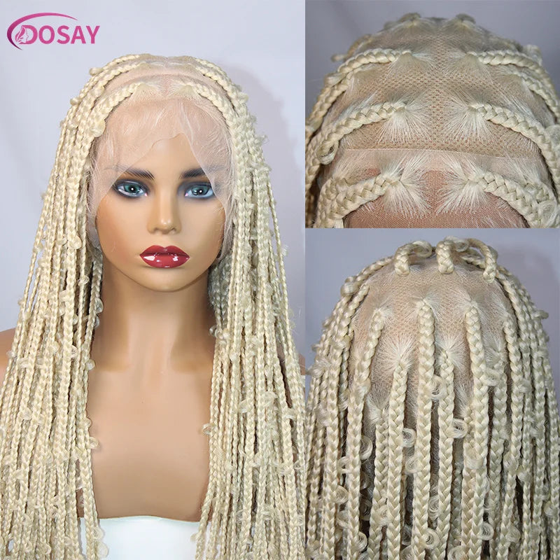 36" Butterfly Braids Wig | 613 Blonde & Burgundy Accents | Full Lace | Goddess Locs & Box Braids Luxegan