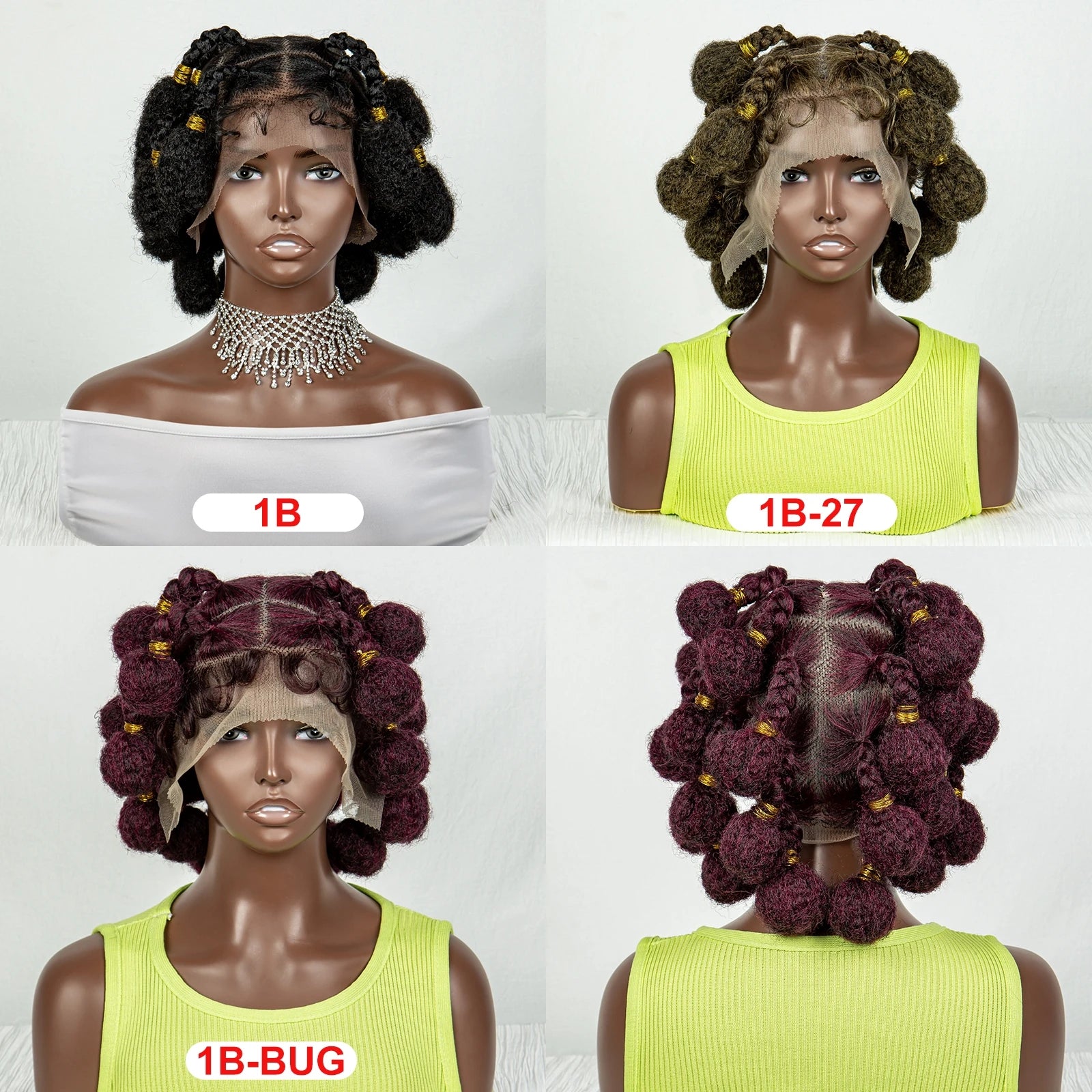 Handmade Bantu Knots Braided Wig | Short Knotless Braids | Full Lace Wig with Baby Hair | Synthetic Braiding Wig for Black Women