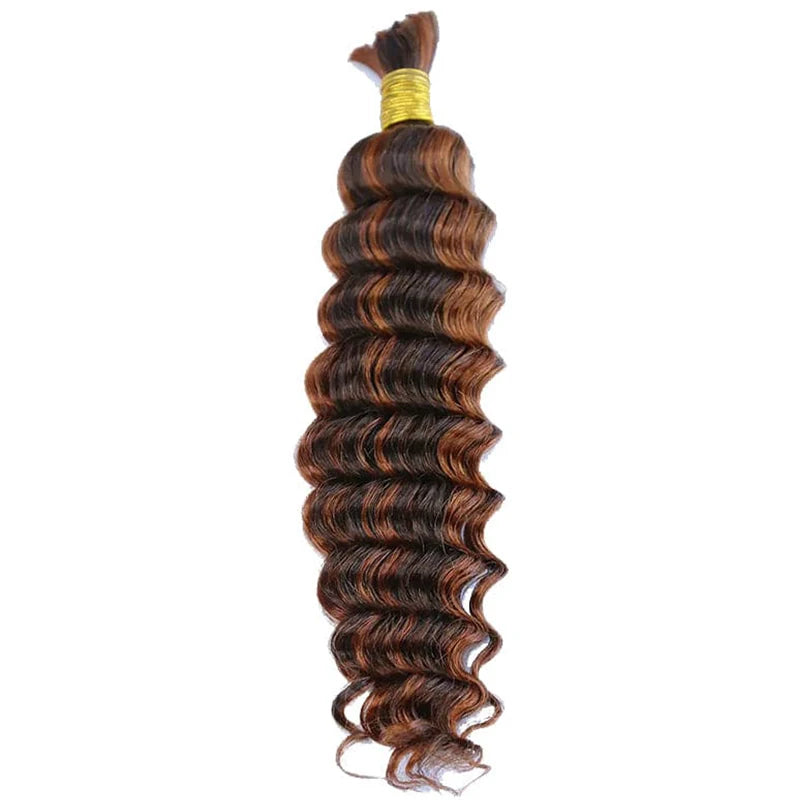 Highlight Deep Wave Bulk Human Hair for Braiding – Double Drawn Burmese Boho Braids No Weft 100% - view 5