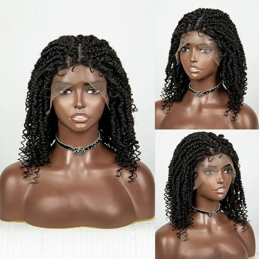 Short Curly Crochet Braided Wig with Baby Hair | Knotless Lace Front Wig for Black Women | Synthetic Braids Luxegan