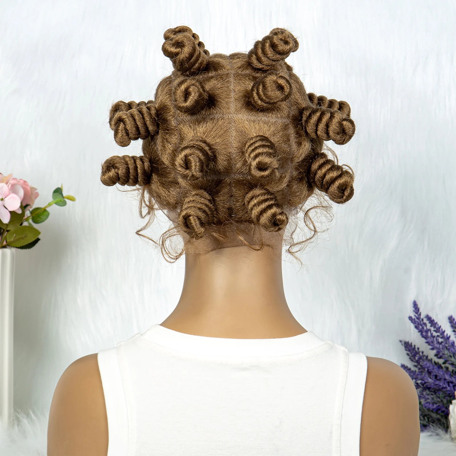 Knotless Braids Wig with Twist Buns | Full Lace African Braiding Hair Luxegan