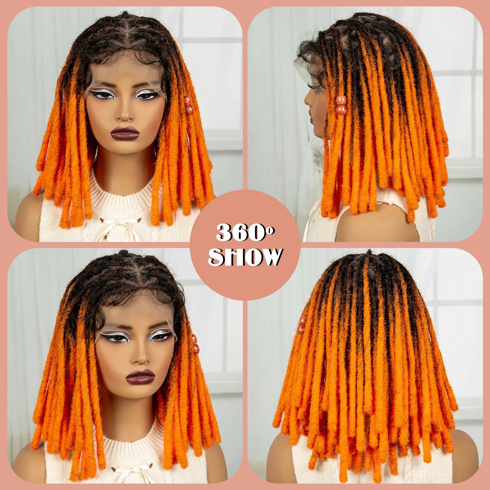 Red Faux Locs & Knotless Braids Wig | Full Lace | Baby Hair | Dreadlock Style Luxegan