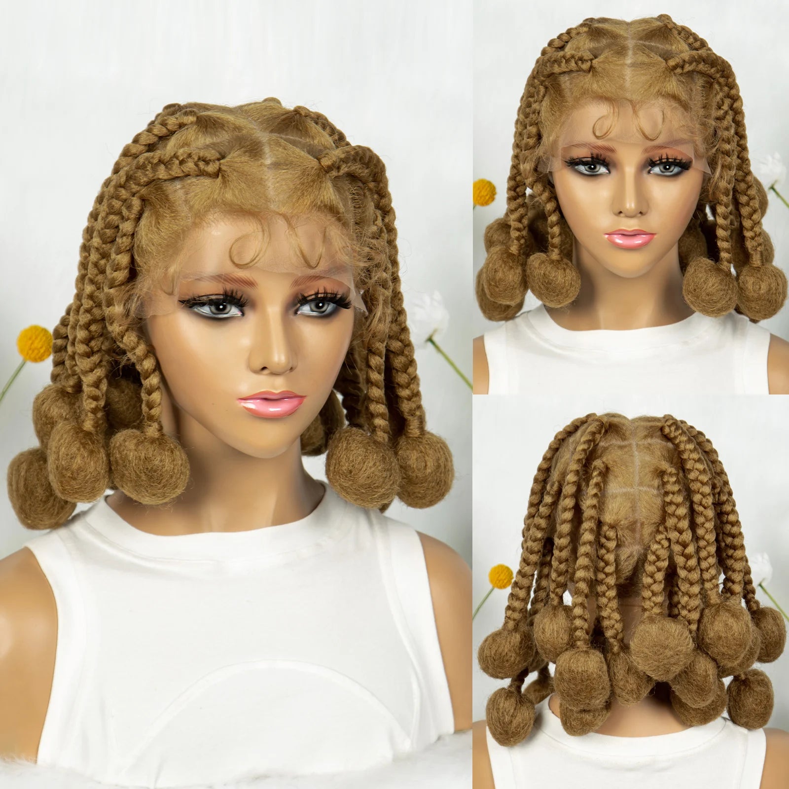 KIMA Burgundy Jumbo Box Braids Full Lace Wig | 350 Colored Bubble Braids with Baby Hair Luxegan