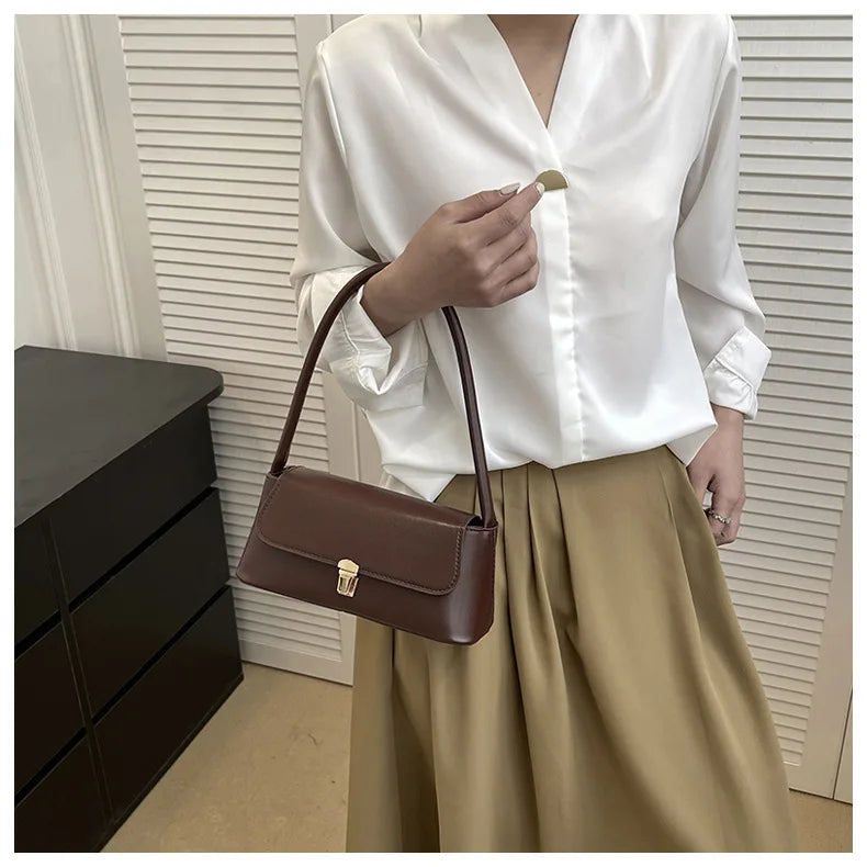 Women's Shoulder Bag Handbag | Retro Underarm Bag & Fashion Simple Solid Color New Hand Shoulder Bag Luxegan