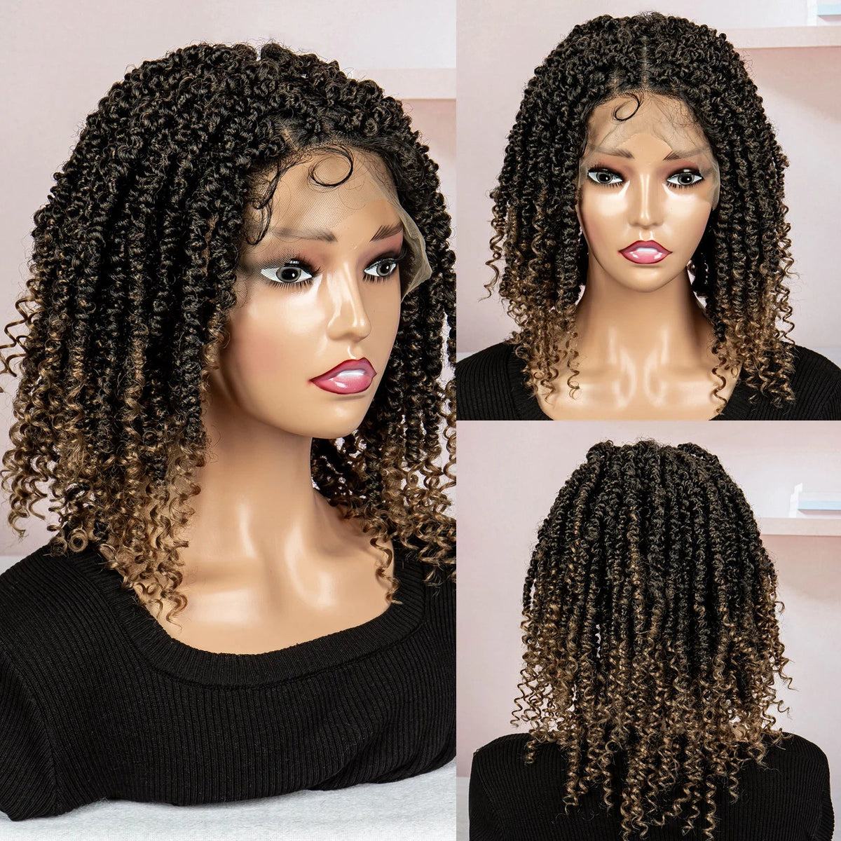 Dreadlocks Braided Wigs Lace Front Braided Wigs Short Box Braided Wigs for Women with Baby Hair Ombre Lace Braids Wigs Luxegan