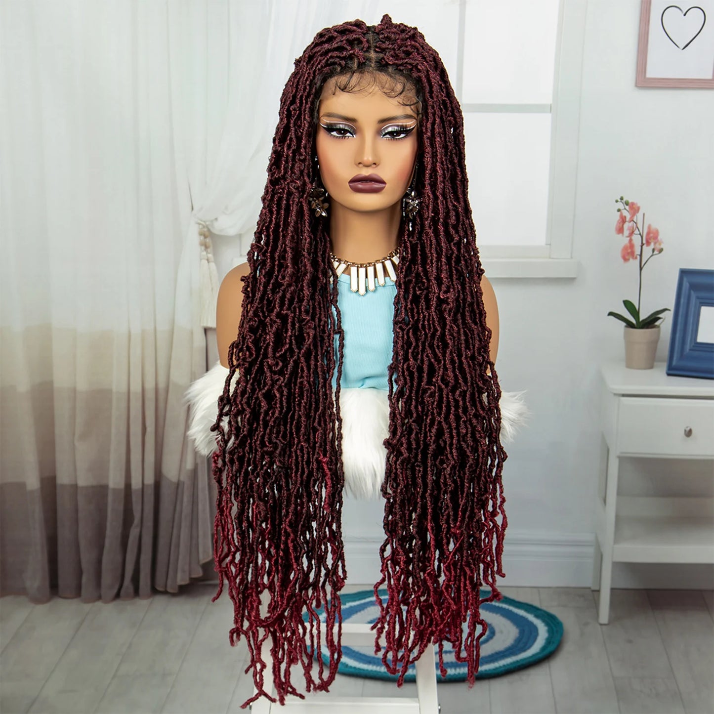Red Box Braids Full Lace Wig | 36 Inches | Crochet Braids | Knotless | Kanekalon