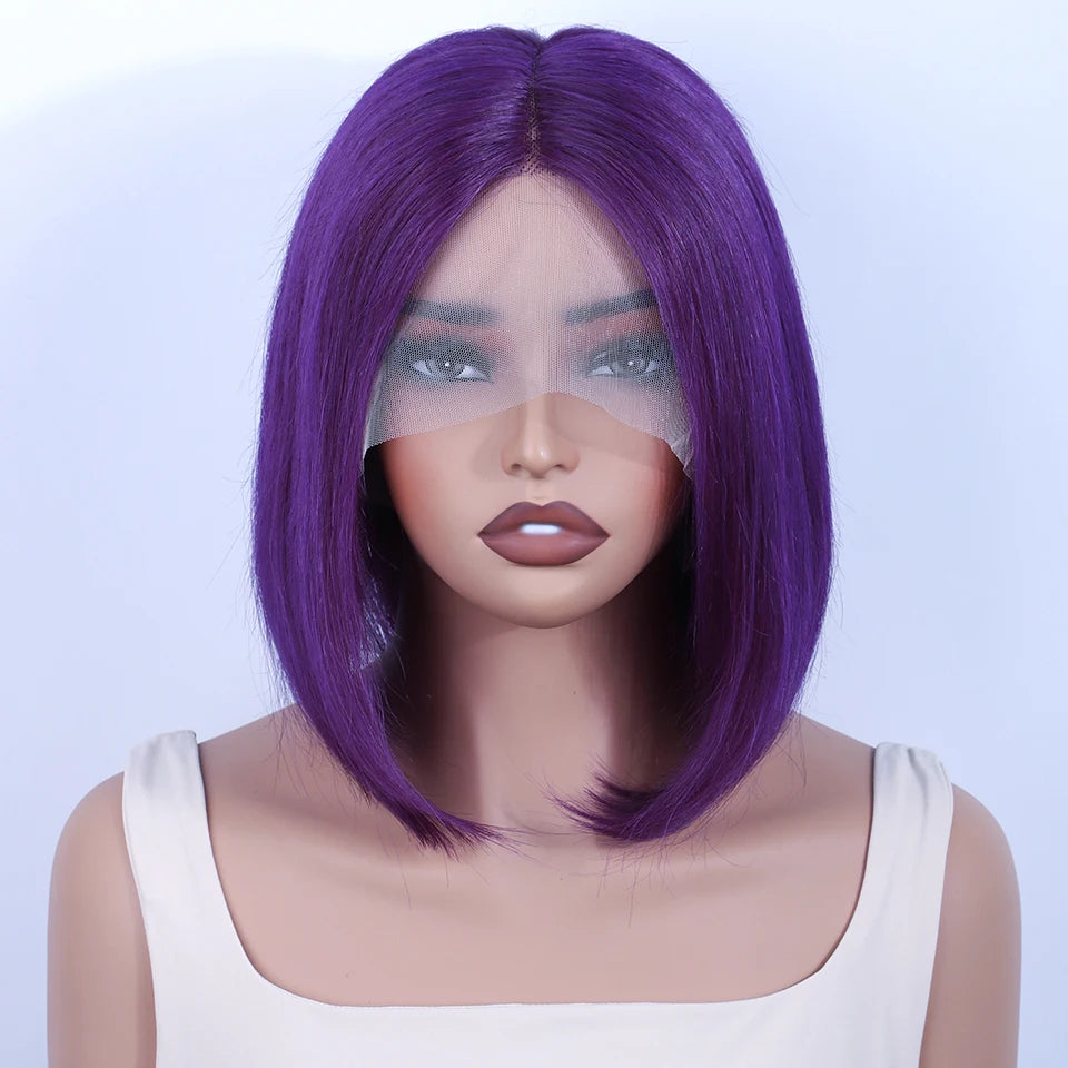 Rebecca Purple Bob Wig | 13x5x1 Transparent Lace Front Human Hair Luxegan