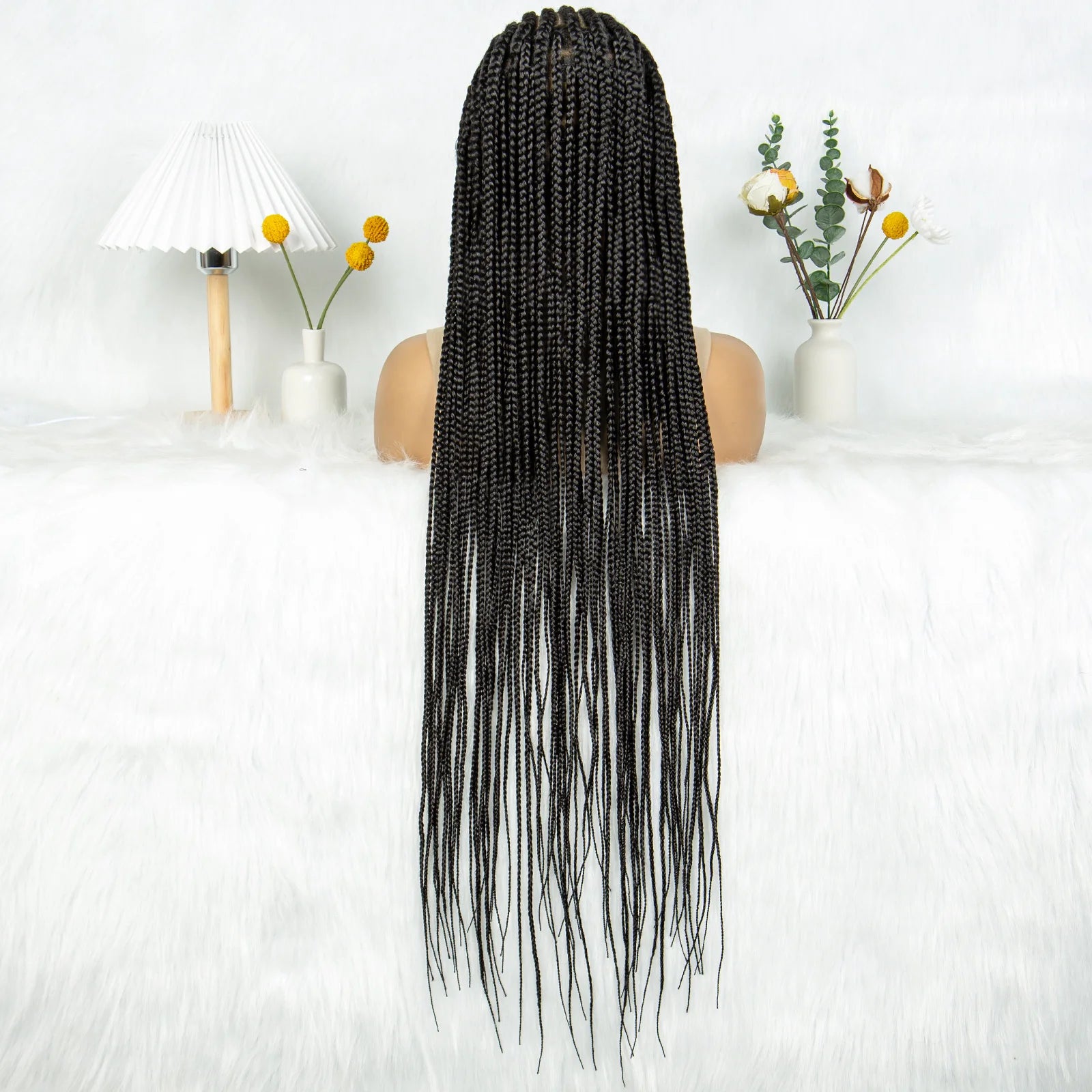 HD Transparent Full Lace Knotless Box & Cornrow Braids Wig Luxegan