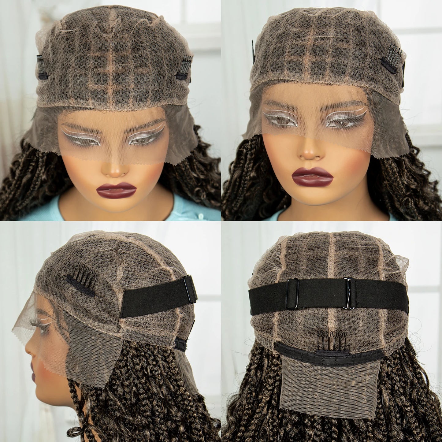 Ombre Knotless Braids Wig | Curly Ends | Full Lace | Baby Hair | Handmade Luxegan