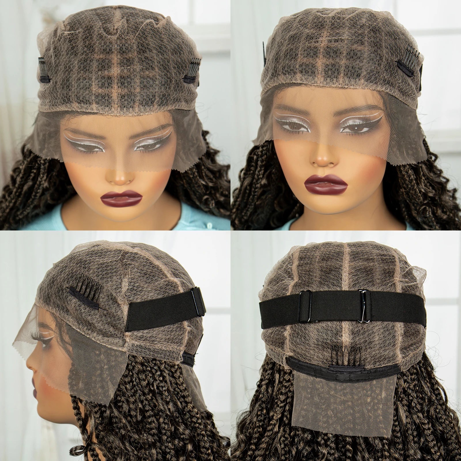 Ombre Knotless Braids Wig | Curly Ends | Full Lace | Baby Hair | Handmade Luxegan