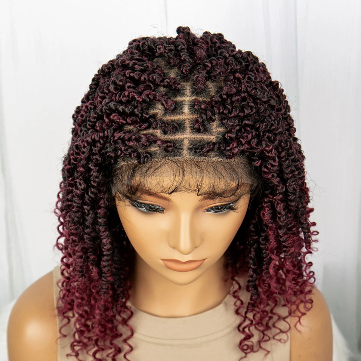 1B/27 Short Passion Twist Lace Front Wig | Knotless Braids | Baby Hair | Synthetic Twist Spring Wig Luxegan