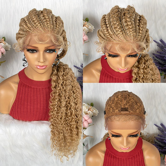 28" Blonde Crochet Braids Wig | Lace Front | Pre-Plucked Baby Hair Luxegan