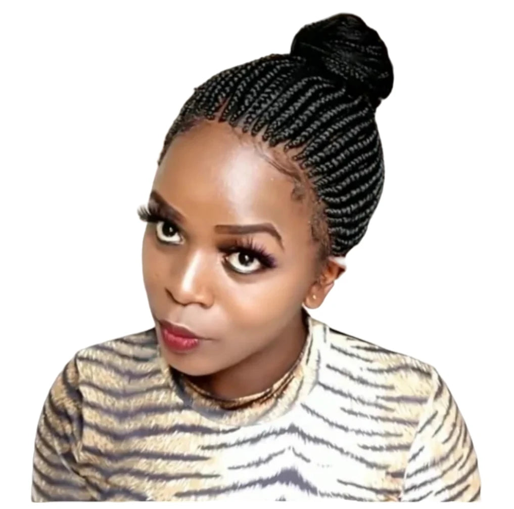 Short Box Braided Lace Front Wig | Synthetic Hair | Black | Foruiya Braids | Women