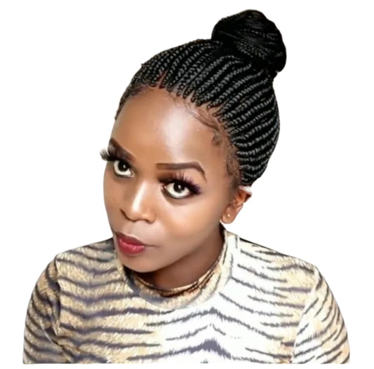 Short Box Braided Lace Front Wig | Synthetic Hair | Black | Foruiya Braids | Women