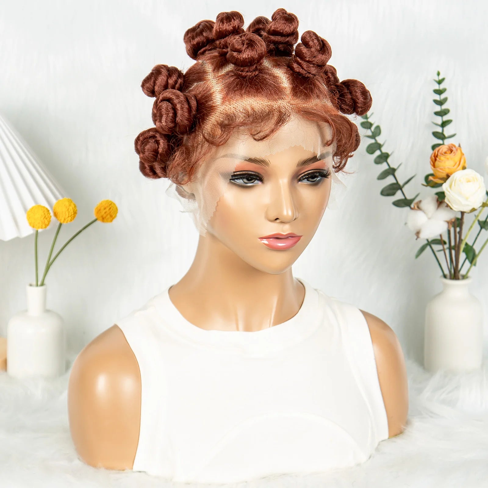 HD Transparent Lace Front Bantu Knots Wig | Synthetic | Full Lace | With Baby Hair | For Black Women