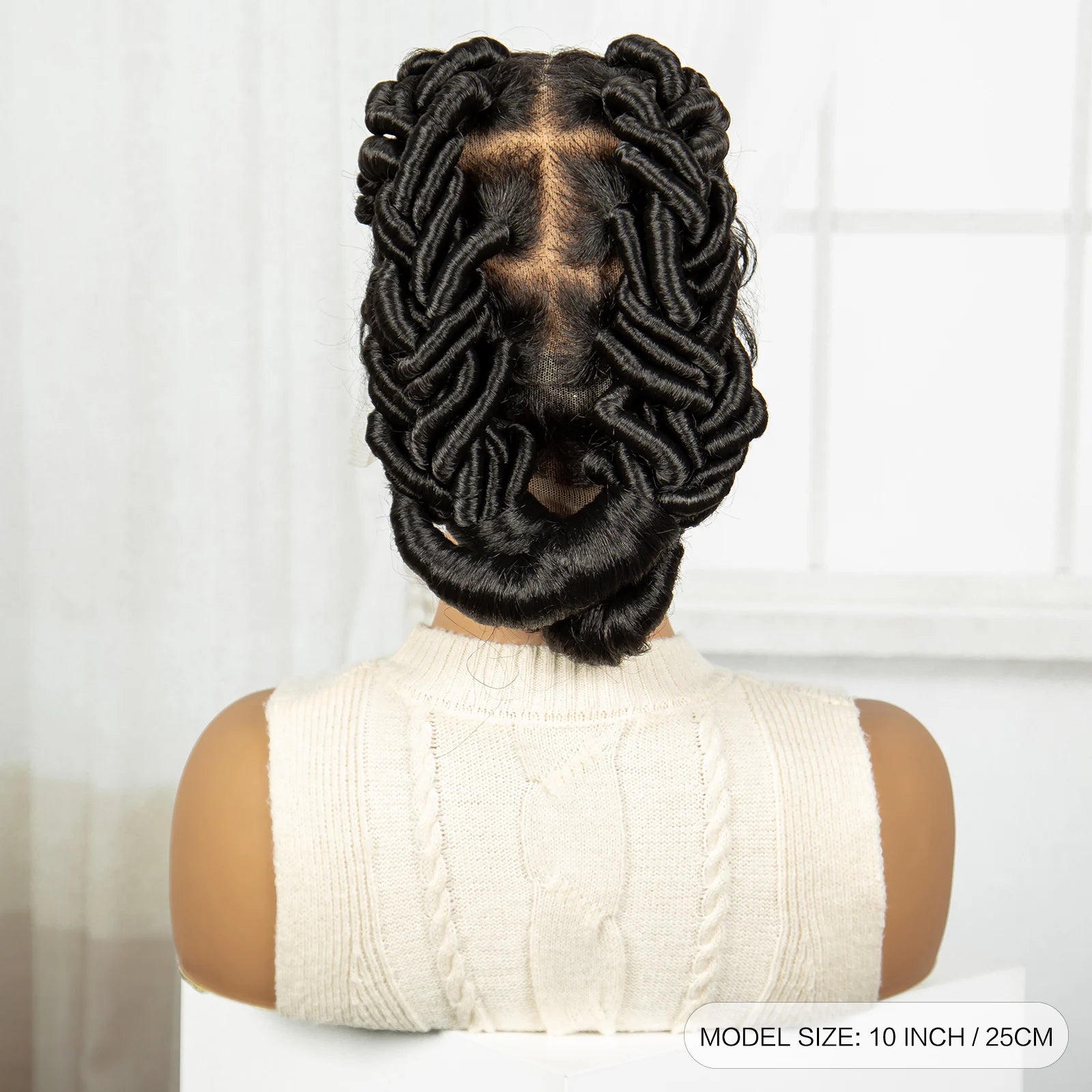 Short Handmade Bantu Knotless Braids Wig | Transparent Full Lace | Baby Hair Luxegan