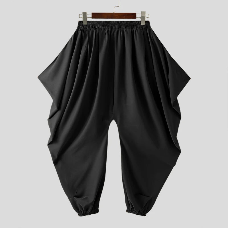 Irregular Drop-Crotch Harem Pants | Sophisticated Mid-Waist Wide-Leg Silhouette | Elegant "Full-Length" Streetwear Joggers | "Dignified" Pleated Loose Trousers for Radiant Versatile Styling Luxegan