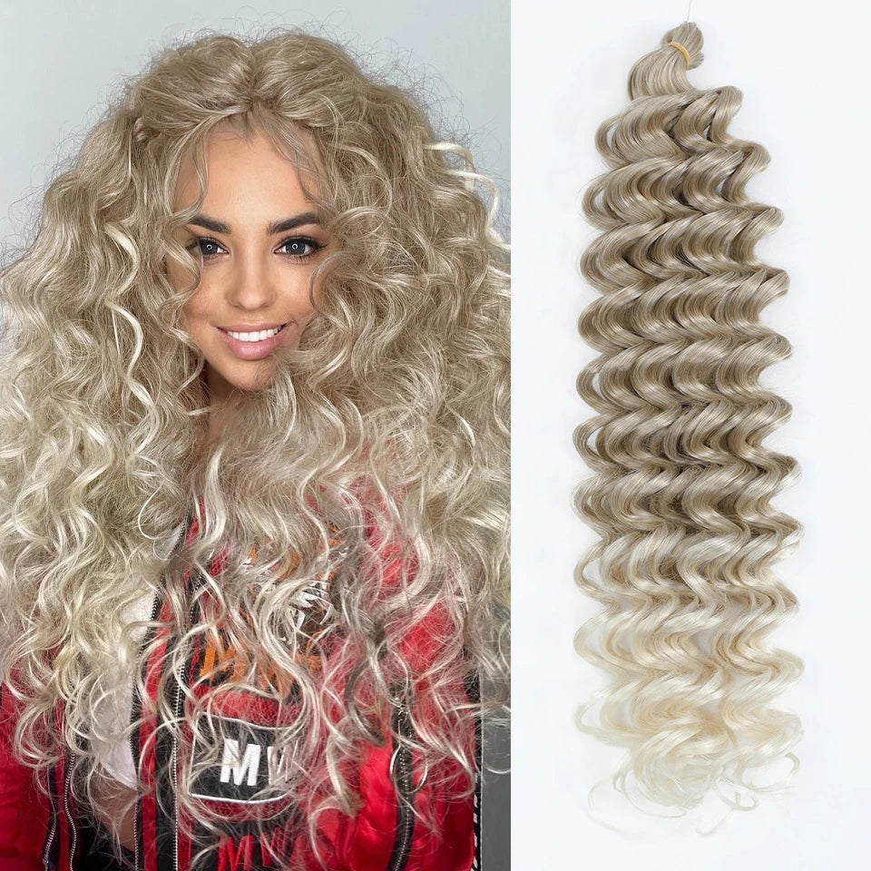 Deep Wave Crochet Braiding Hair 24in | 50 Strands 110g | 16 Colors | Water Wave Twist Luxegan