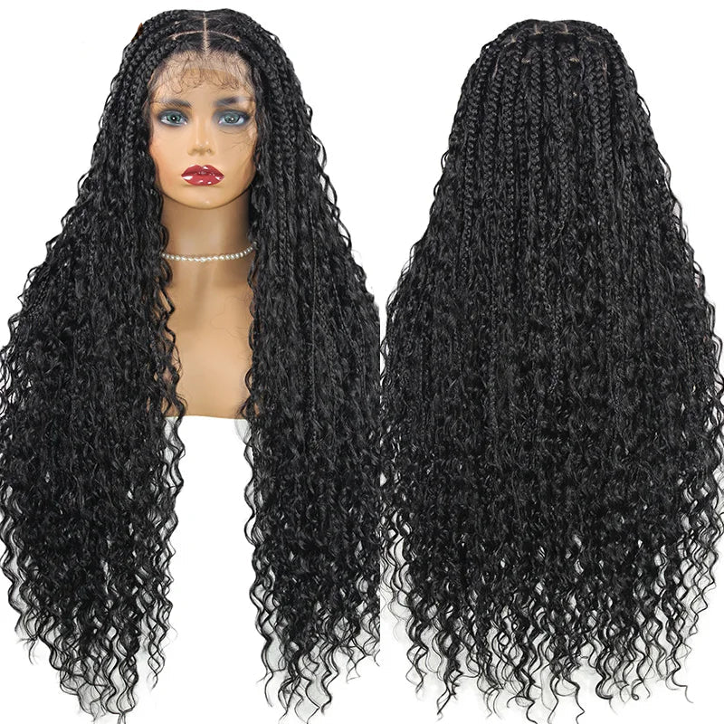 32" Blonde Goddess Locs Wig | Boho Braids & Curls | Full Lace Front | Baby Hair | Synthetic Hair