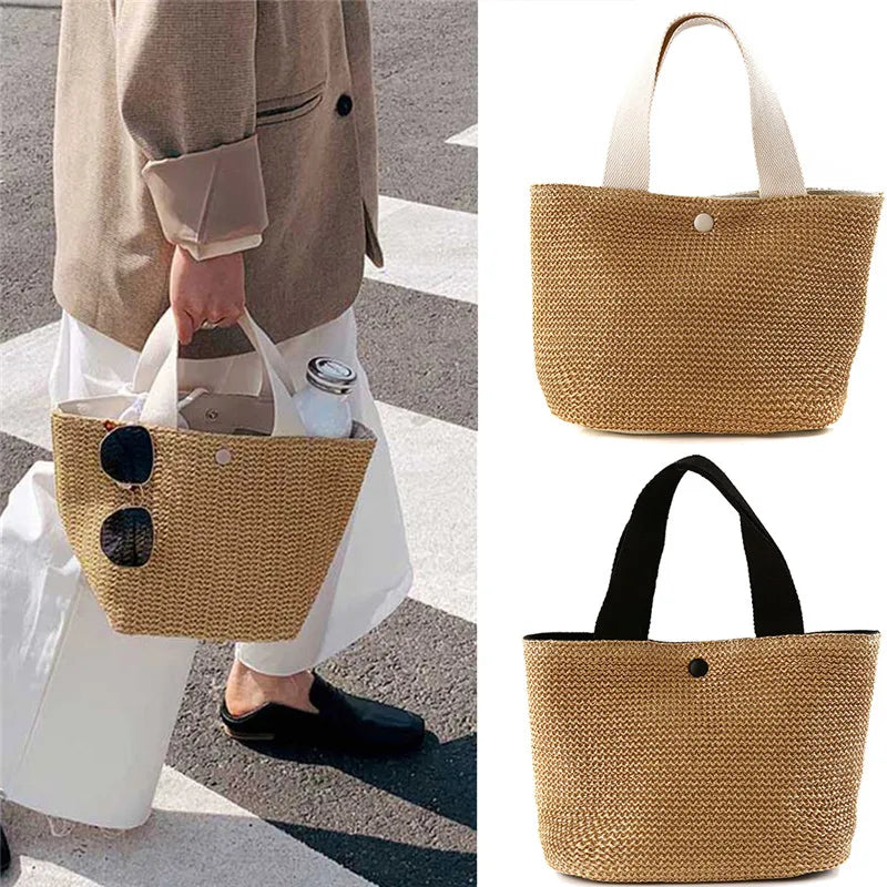 Beach Straw Shoulder Messenger Bag | Women's Bohemian Summer Woven Rattan Bucket Shoulder Handbag & Handmade Crossbody Bag Luxegan