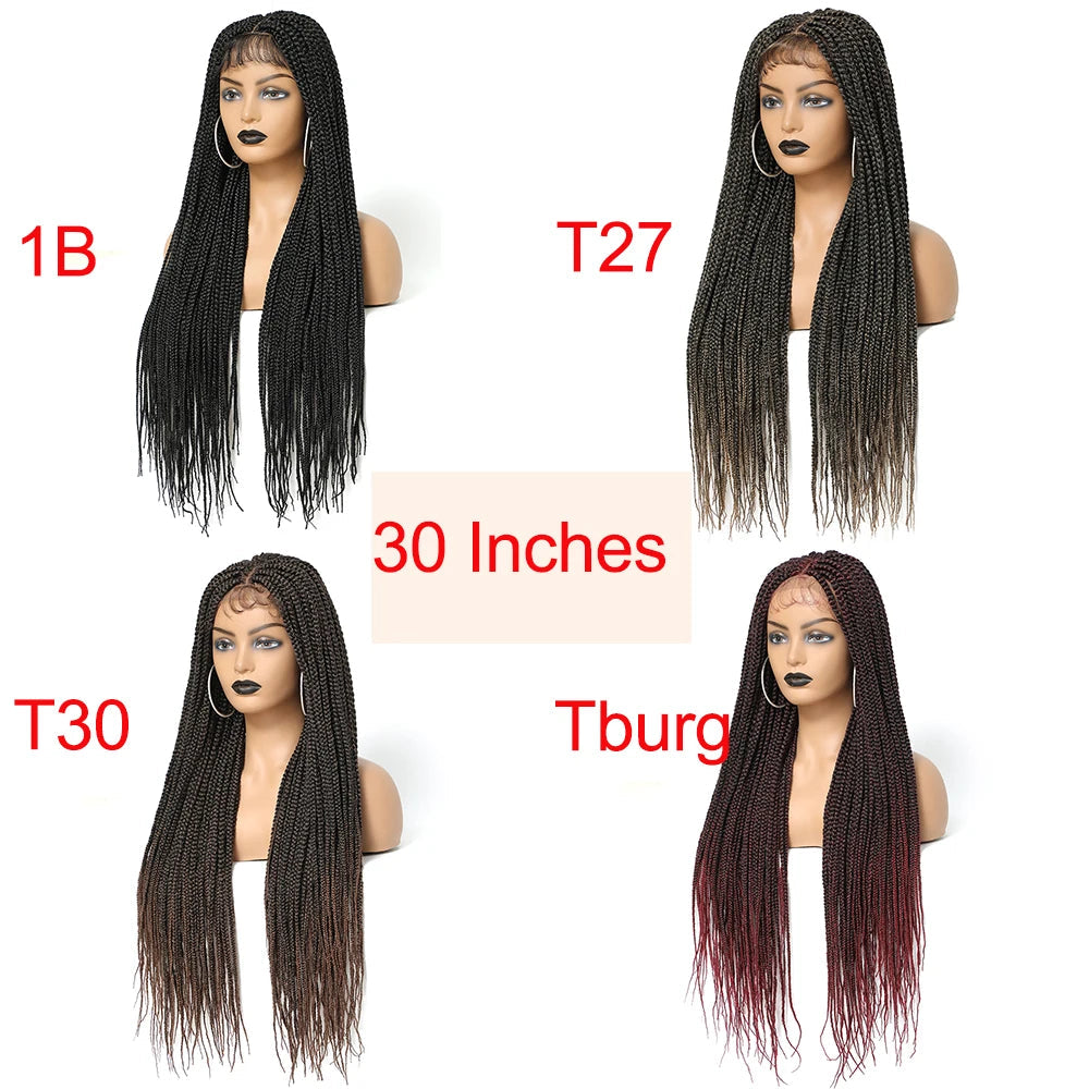 20-30 Inch Ombre Box Braids Wig | Lace Front | Short Braided Wigs for Black Women | High-Temperature Fiber Luxegan