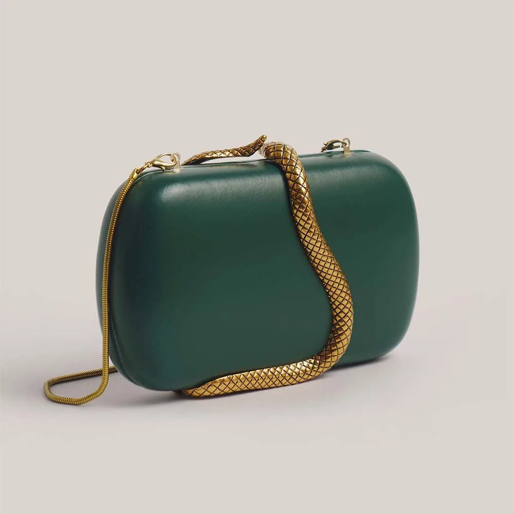 Snake-Texture Crossbody Clutch Bag | Sophisticated Fashionable Designer Dinner Bag | Elegant Luxury Brand Shoulder Purse | "Dignified" Moderate-Hardness PU Handbag for Versatile Styling Luxegan