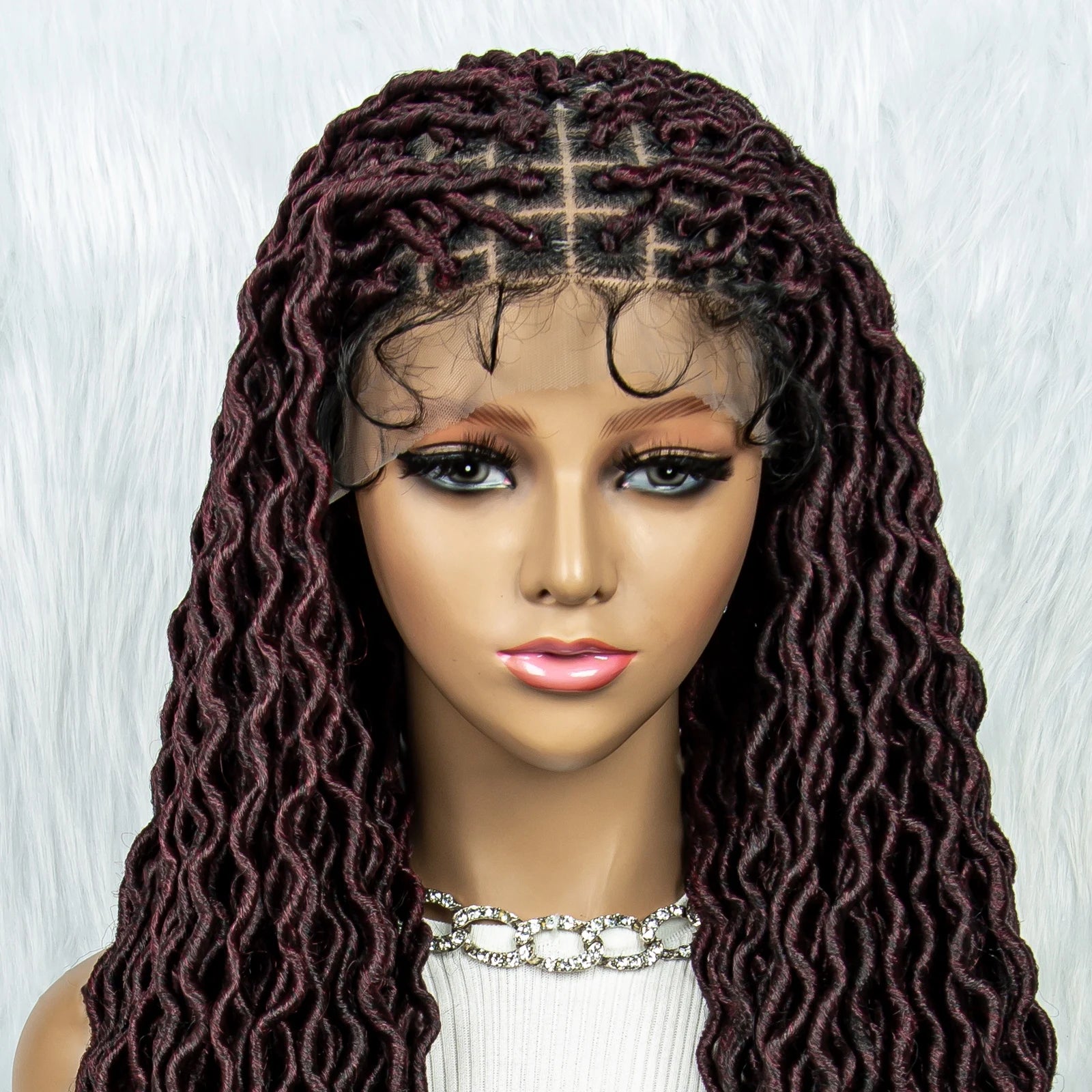 32 Inch Goddess Locs Lace Front Wig | Curly Ends | Faux Locs | Synthetic Hair | With Baby Hair