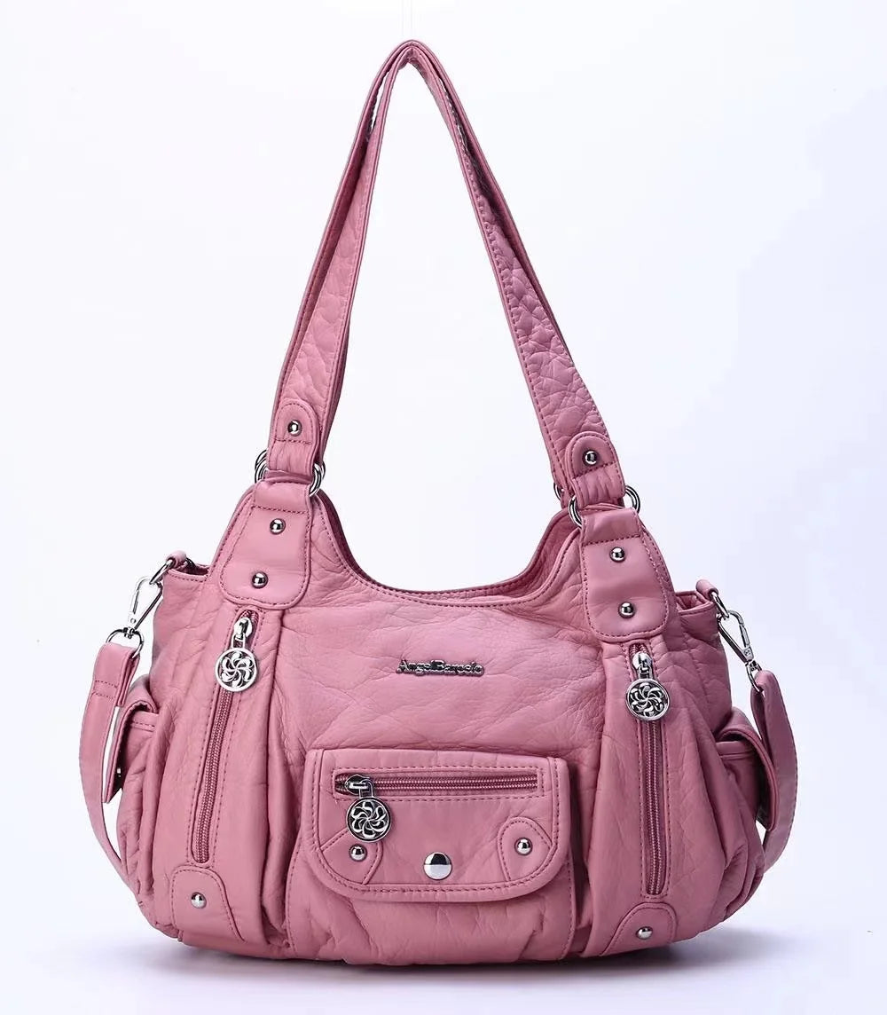 Fashion Women's PU Leather Top-Handle Handbag | Soft Satchel Shoulder Bag & Crossbody Purse (Female Hᴏbos Style) Luxegan