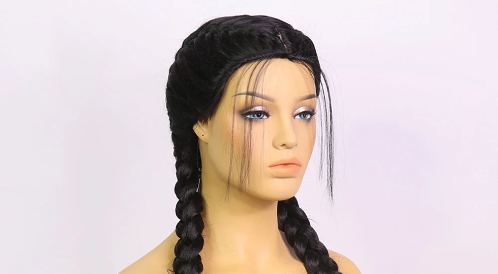 26" Black & Honey Blonde Box Braided Wig | Heat Resistant Synthetic Wig | Cosplay & Daily Wear | Machine Made Luxegan