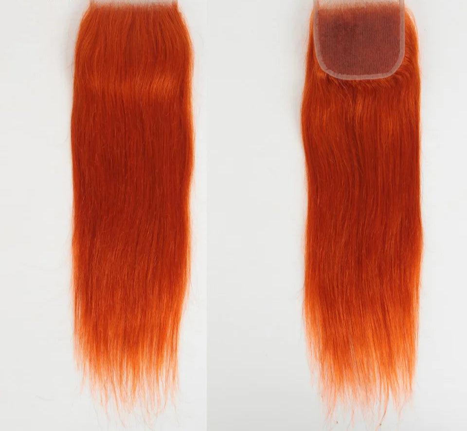 180% Density Red Straight 4x4 Lace Closure | 100% Brazilian Human Hair (Pre-Plucked, Transparent Swiss Lace) Luxegan