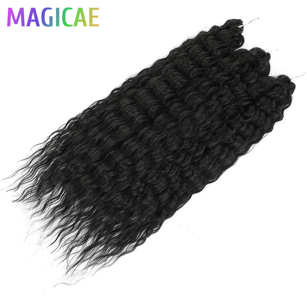 22 Inch Deep Water Wave Crochet Braids – 3 Pcs 300g Bio-Protein Synthetic Hair Bundles for Women