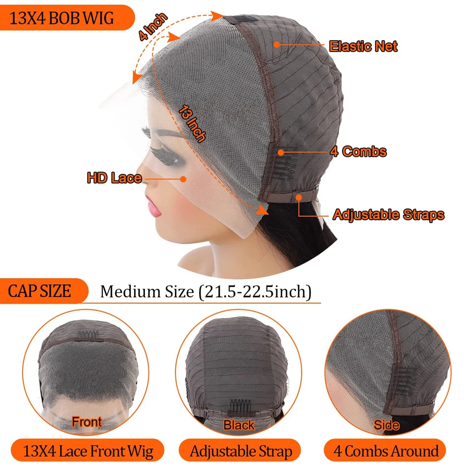 12A Bone Straight Bob Wig | Ready to Go | Glueless | Lace Frontal & Closure Options | Brazilian Remy Human Hair