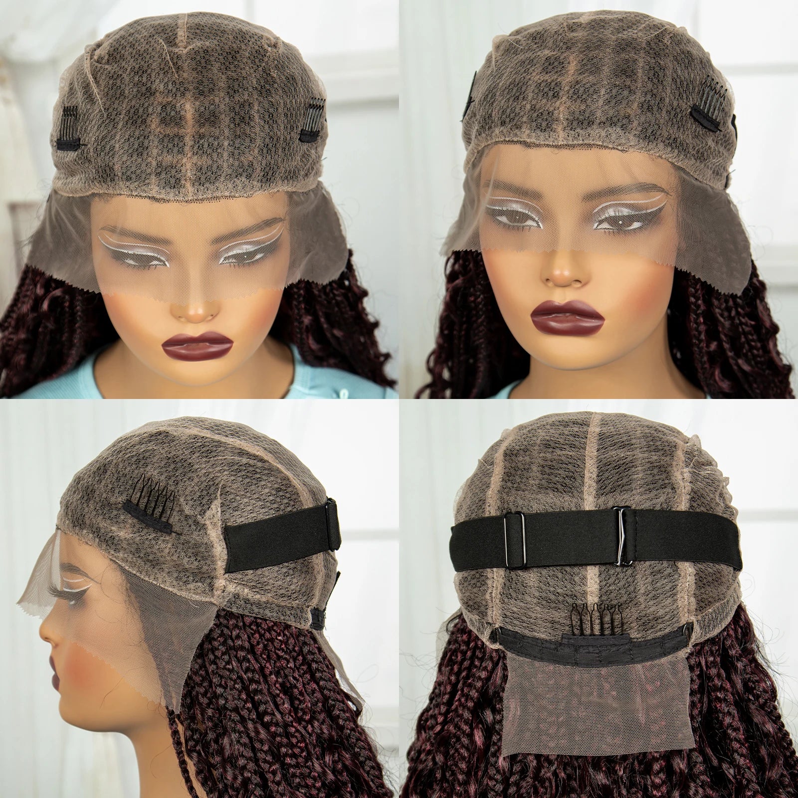 Ombre Knotless Braids Wig | Curly Ends | Full Lace | Baby Hair | Handmade Luxegan