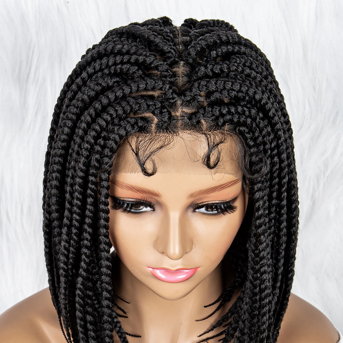 Pelucas trenzadas Bob para mujeres negras Peluca de encaje completo con trenzas estilo cornrow Peluca sintética de encaje frontal con trenzas de caja sin nudos con cabello de bebé
