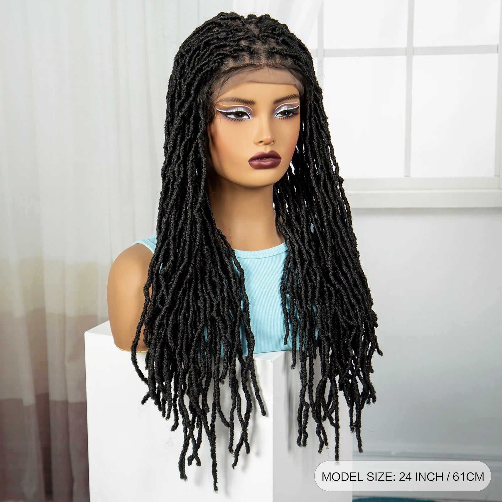 24" Knotless Box Locs Braided Wig | Full Lace Frontal Dreadlock Style Luxegan