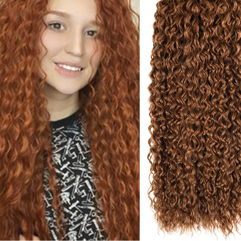 Long Curly Synthetic Hair Bundles | Water Wave Extensions | 28–32 Inches Luxegan