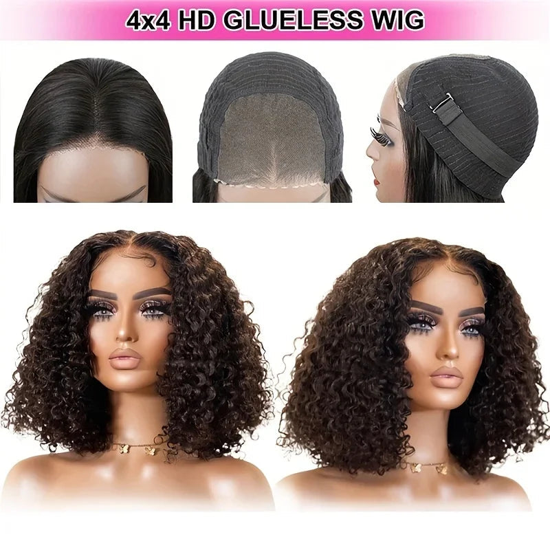 12A Water Wave Bob Wig | Glueless Lace Front Wig | Brazilian Remy Hair | Pre-Plucked Luxegan