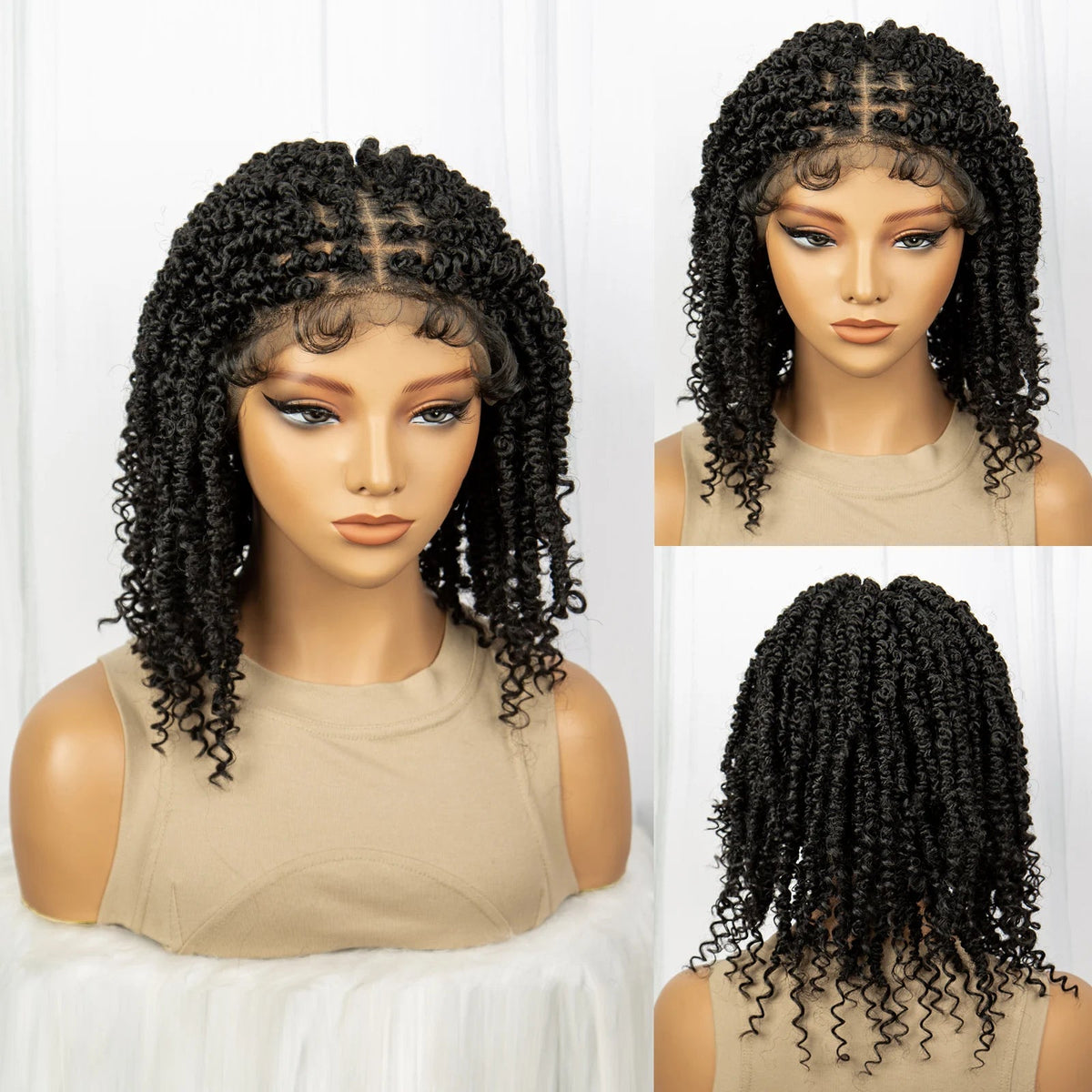 1B/27 Short Passion Twist Lace Front Wig | Knotless Braids | Baby Hair | Synthetic Twist Spring Wig Luxegan