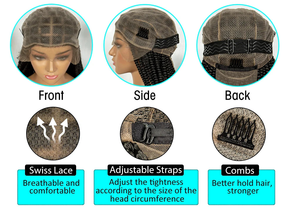 KIMA Short Box Braids Wig with Bantu Tips | Full Lace Crochet Twists Luxegan