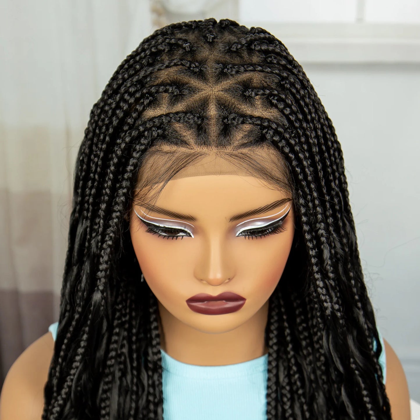 36" Ombre Boho Knotless Braids Wig | Curly Ends | HD Full Lace | Baby Hair Luxegan