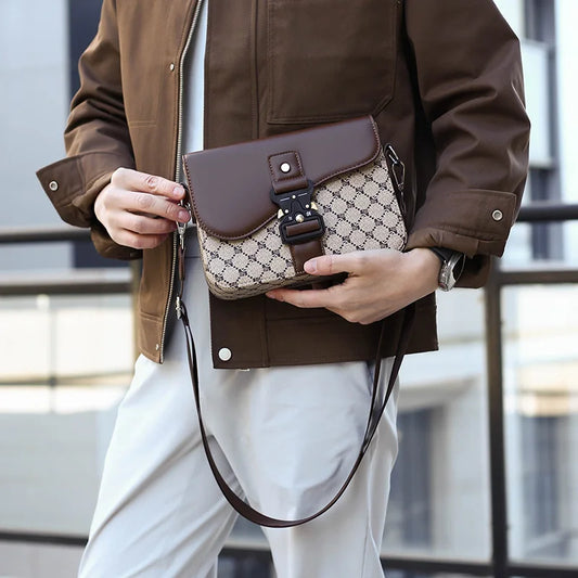 Fashion Square Mailman Bag | Sophisticated "Small Satchel" Silhouette | High-End Men's Business Commuter Bag | "Dignified" High-Performance PU Essential for Radiant Versatile Styling Luxegan