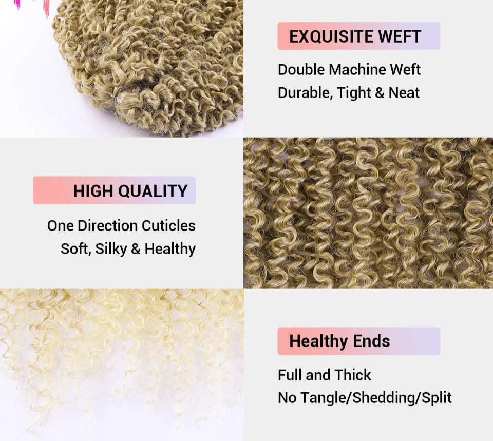 18" Magic Afro Kinky Curly Crochet Hair | Ombre Passion Twist Braids | 60 Strands/Pack | Heat Resistant - Luxegan