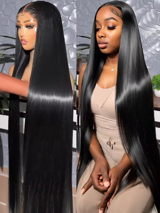 46-50 Inch 13x6/13x4 HD Transparent Lace Frontal Wig - 200% Density Bone Straight Brazilian Remy Hair Luxegan