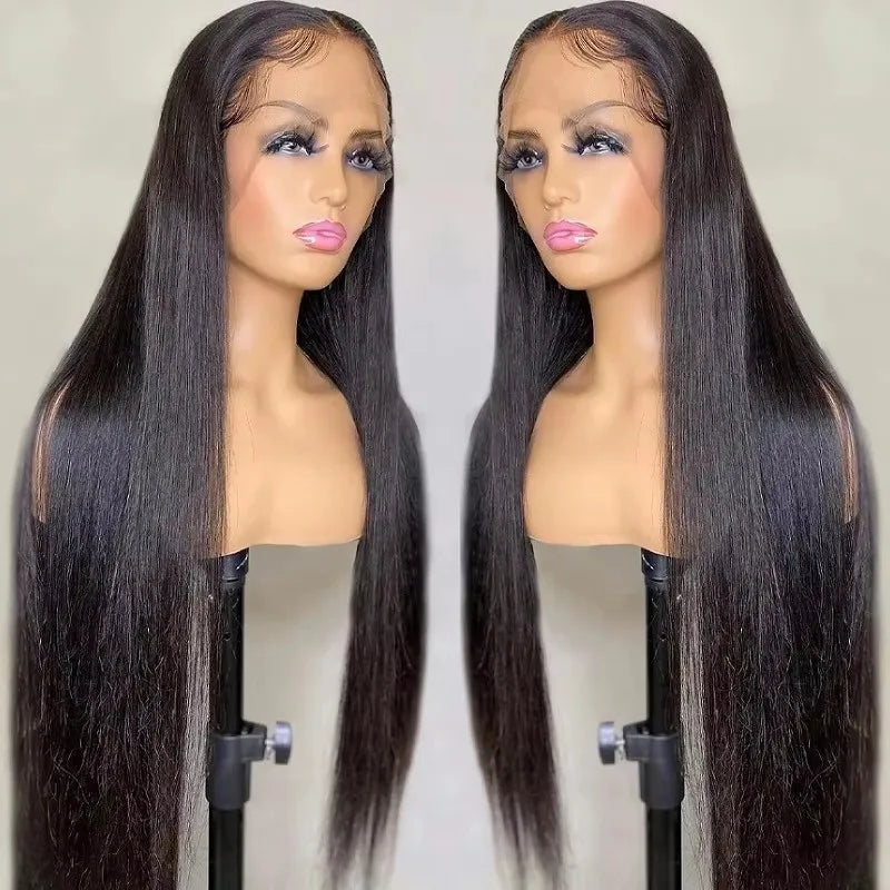 180% Density Straight Human Hair Wigs | HD 4x4 Lace Closure & 13x4/13x6 Lace Frontal Wig (Remy, 30-36 Inch Transparent Lace) Luxegan