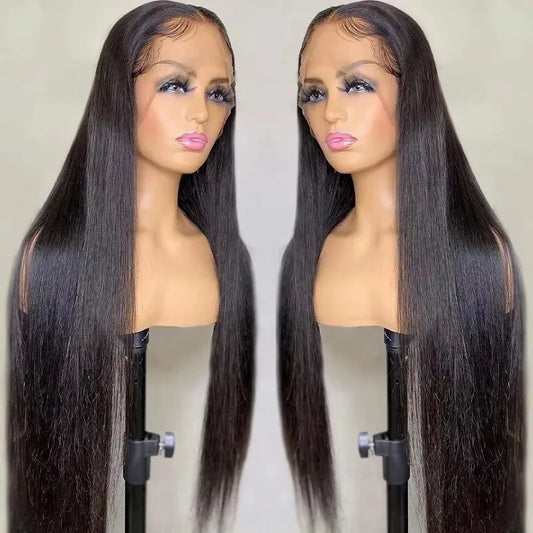 180% Density Straight Human Hair Wigs | HD 4x4 Lace Closure & 13x4/13x6 Lace Frontal Wig (Remy, 30-36 Inch Transparent Lace) Luxegan