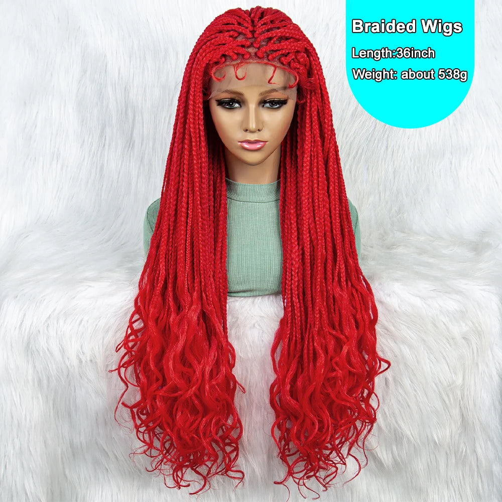 New HD Curly Goddess Box Braids Wig | Transparent Full Lace Luxegan