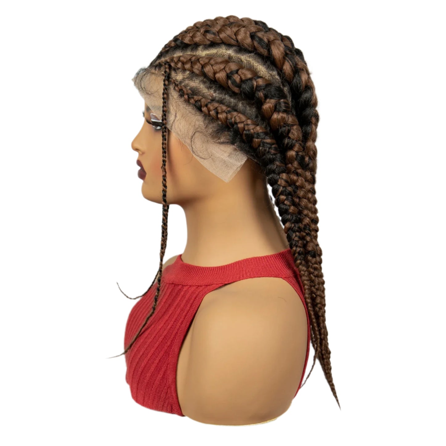 18" Ombre Braided Wig | 1B/30 | Full Lace | Baby Hair | Natural Look